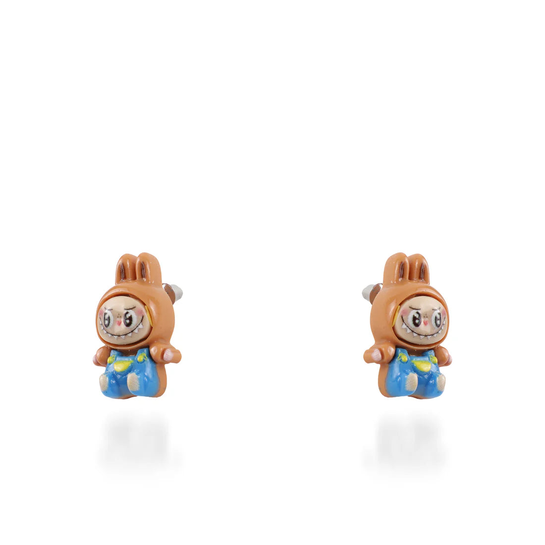 Σκουλαρίκια καρφωτά Labubu (Brown) από ανοξείδωτο ατσάλι