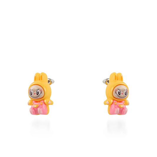 Σκουλαρίκια καρφωτά Labubu (Yellow) από ανοξείδωτο ατσάλι