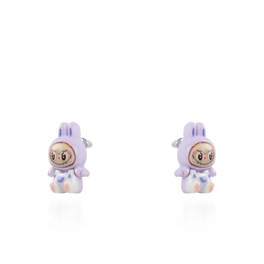 Σκουλαρίκια καρφωτά Labubu (Purple) από ανοξείδωτο ατσάλι