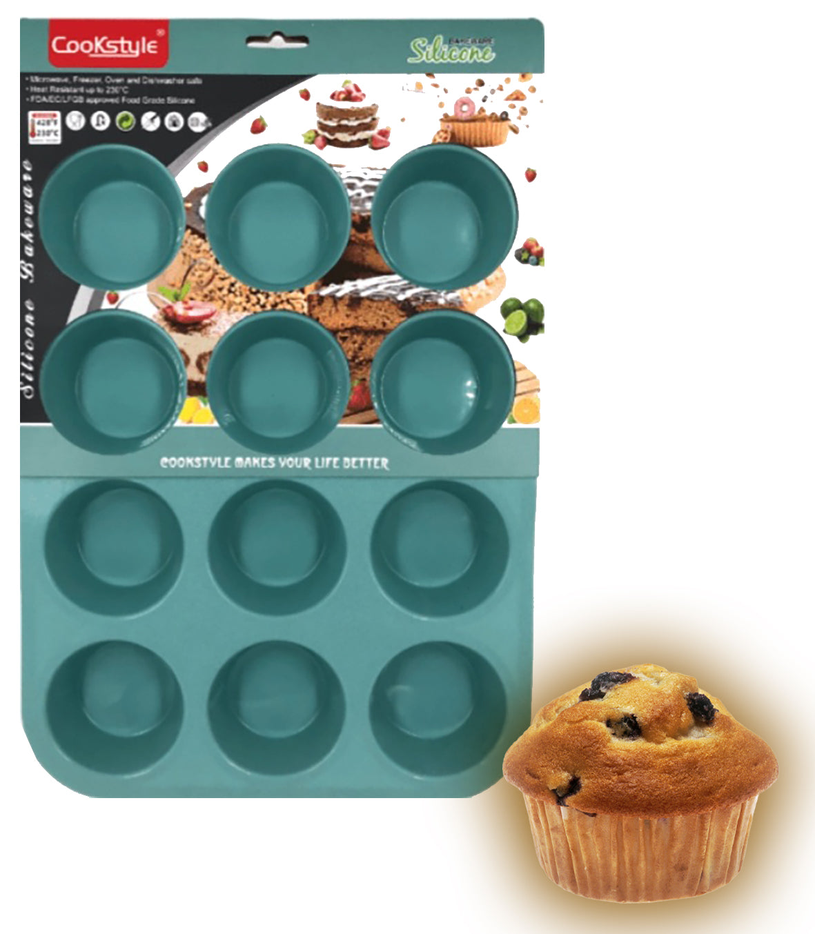 Φόρμα σιλικόνης για κέικ με 12 θέσεις.